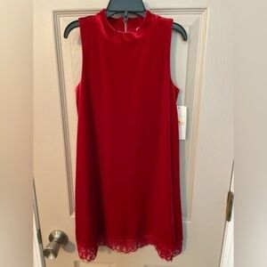 GB Girls red velvet sleeveless dress with lace trim. NWT size 6.